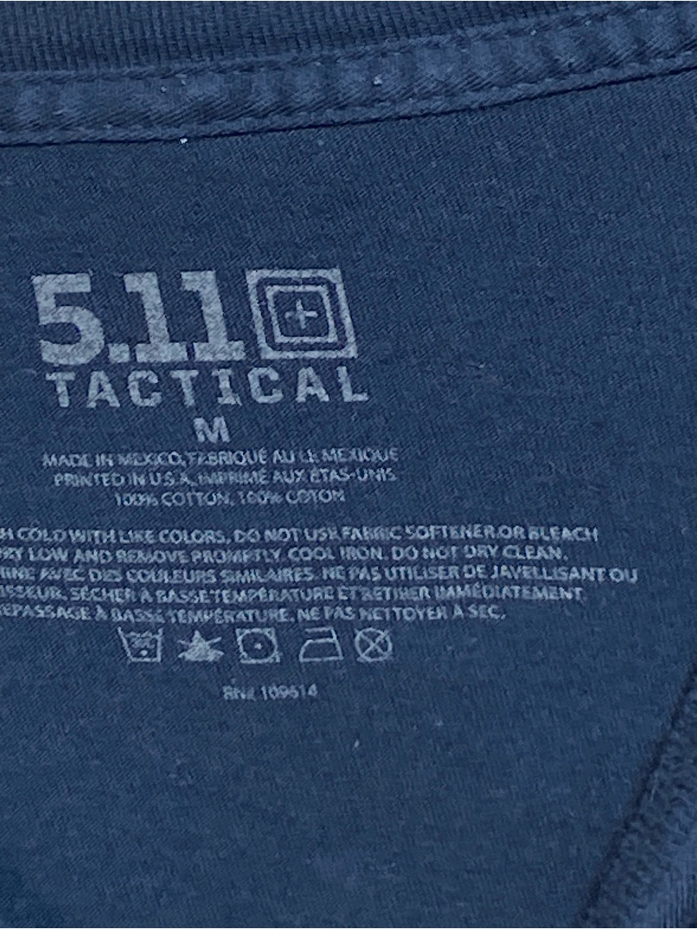 5.11 Tactical Navy Long Sleeve Tee with Red Chest Emblem - Picture 6 of 7